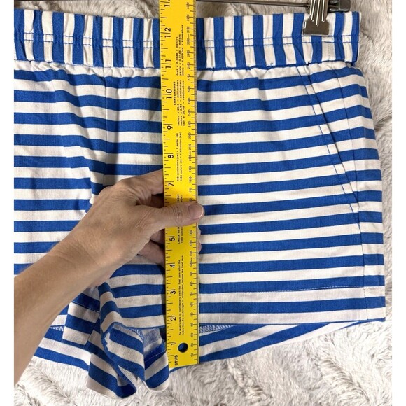 J. Crew Womens Shorts 6 Blue White Stripes Pull On Mini Linen Cotton Blend Beach - Picture 5 of 8